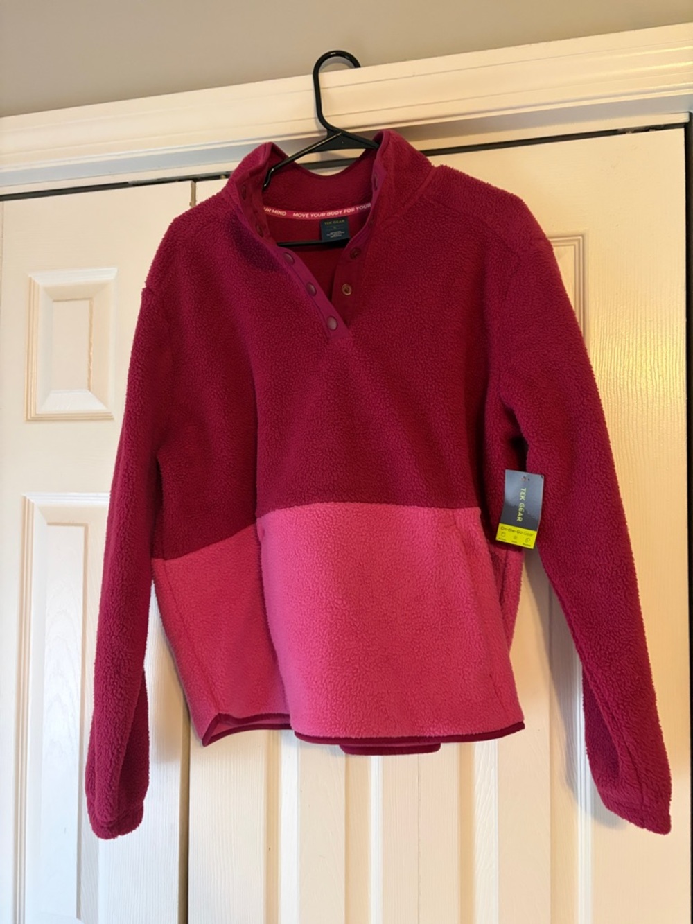 tek gear Two-Tone Pink Snap-Front Fleece Pullover